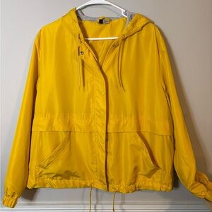Y2K Retro Yellow Windbreaker Womens Large Elevated Jacket Model Off Duty 70s
